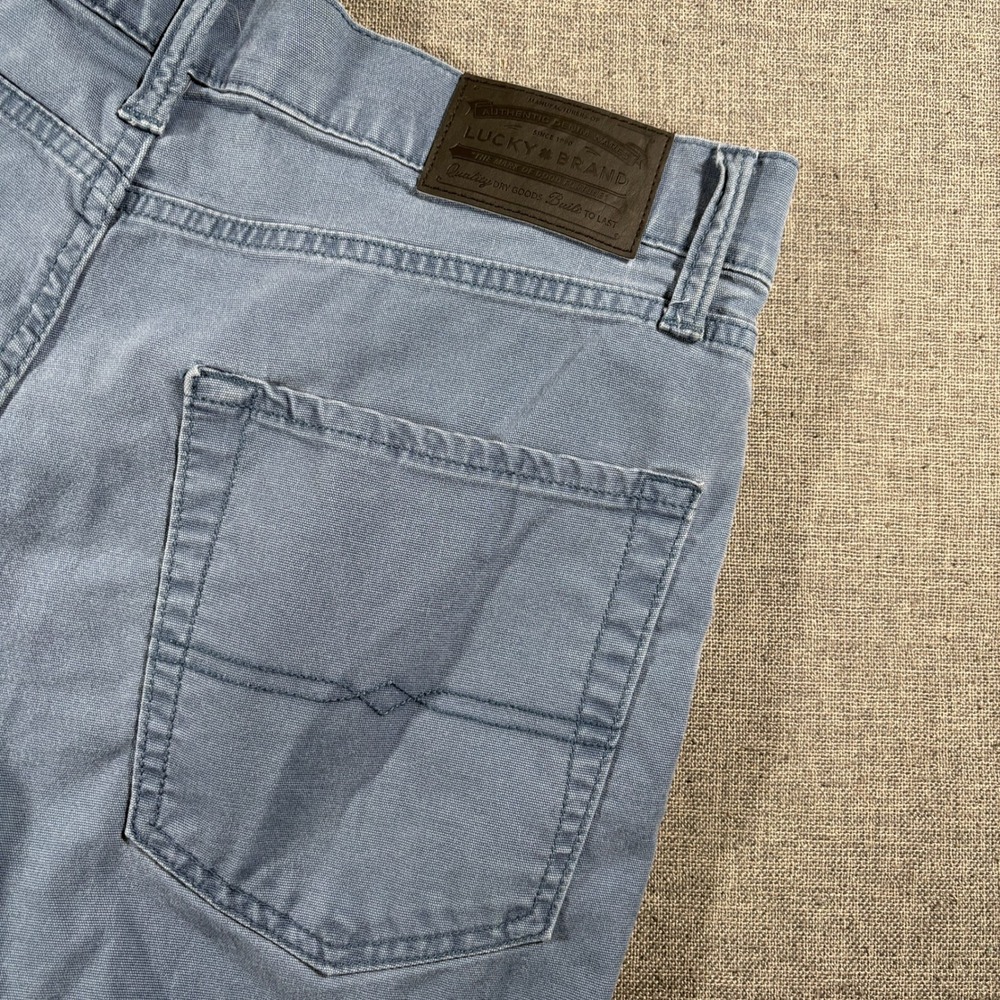 Lucky Brand 223 Straight Pants Mens 32x32 Blue Gray Canvas Workwear Trousers